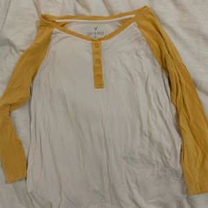 AE yellow and white baseball tee